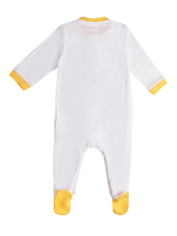 Girls Light yellow & White Knitted Front Opening Baby Suit image number 1